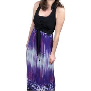 Love Tease Halter Maxi Long Dress Purple Black